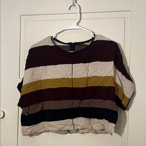 Zara Women's Striped Blouse in Cream, Purple, and Gold